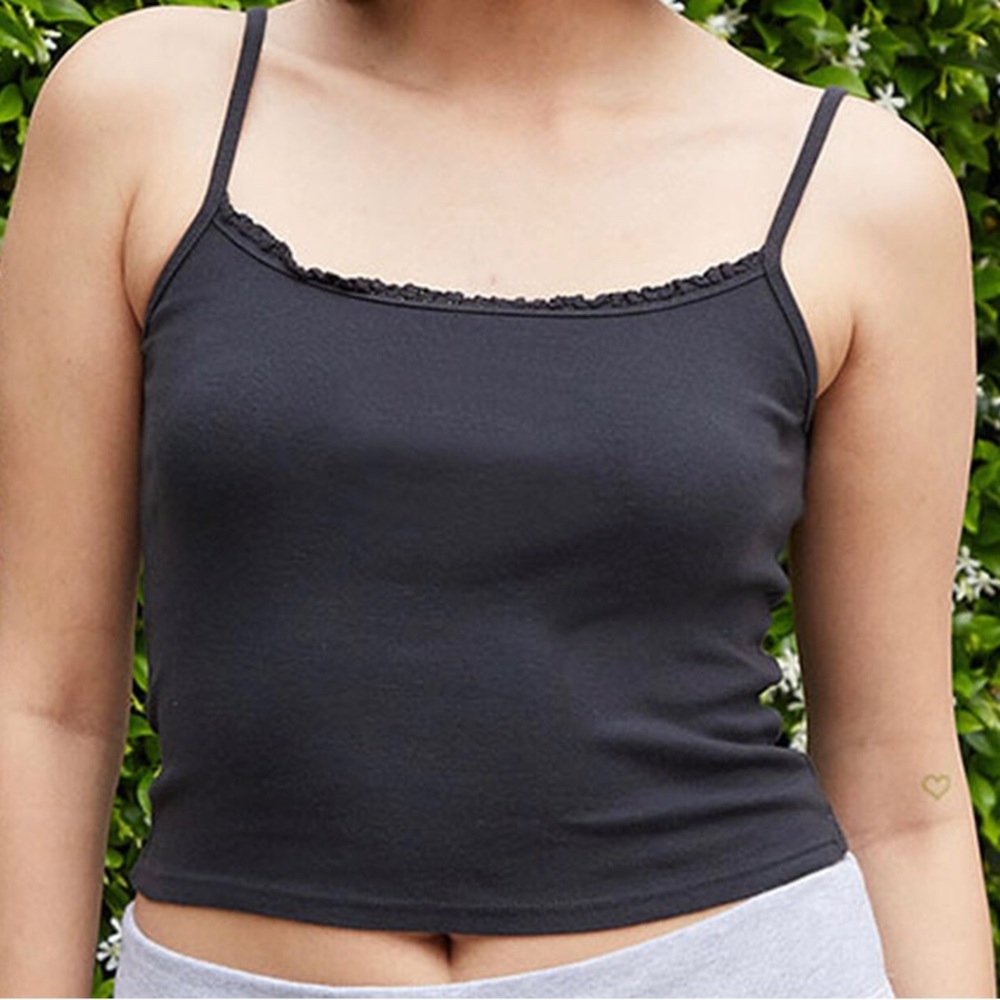 brandy melville black ruffle tank